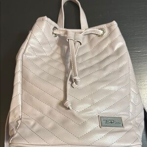 Bella Russo White Faux Leather Convertible Mini‎ Backpack Shoulder Bag Quilted